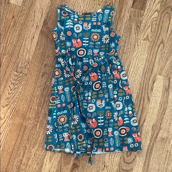 Floral Patterned Kids Dress - Blue and Red - Picture 1 of 1